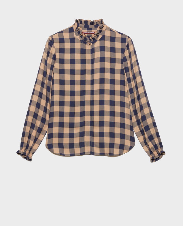 Camisa fluida de cuadros 8867 32 beige check
