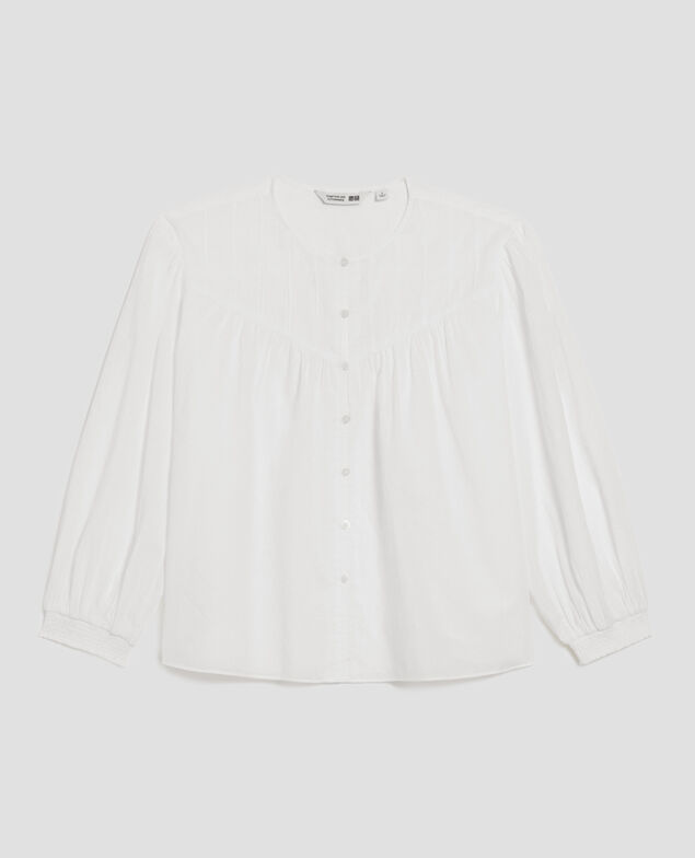Blusa de gasa de algodón H013 gardenia