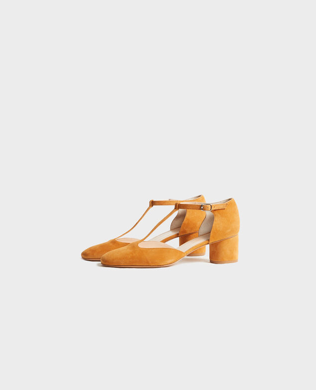 Zapatos salomé de ante con tacón Pumpkin spice