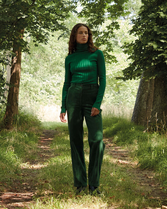 BLANDINE - Pantalón recto de pana A554 GREEN
