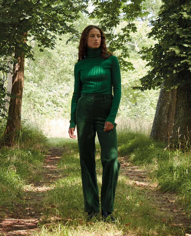 BLANDINE - Pantalón recto de pana A554 green 2wpa037c01