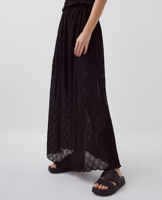 Vestido largo fluido con fruncidos H091 black beauty