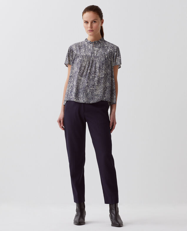 Blusa fluida de manga corta H690 micro fl navy