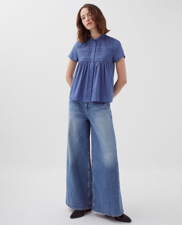 Blusa de manga corta I640 gray blue