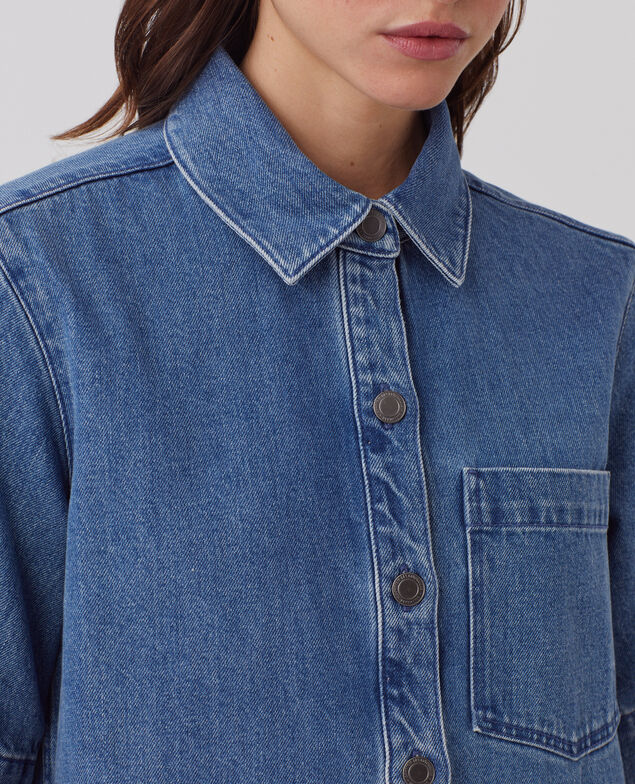 Vestido camisero corto en denim J621 light blue