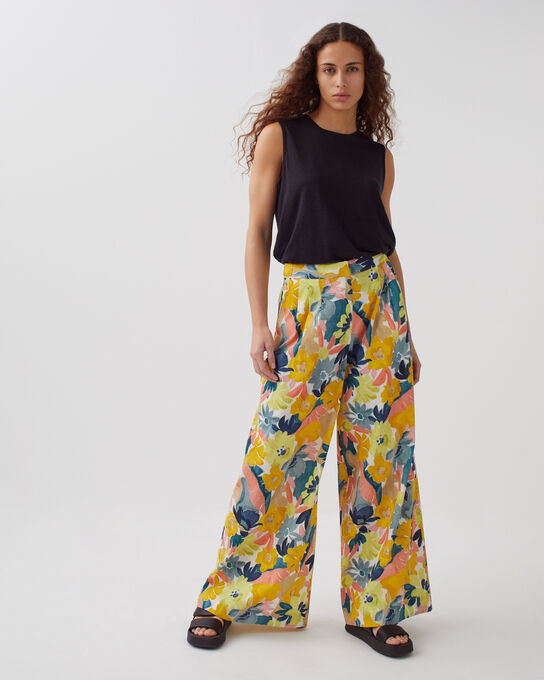 YVONNE - Pantalón amplio de algodón 0430 PALMERAIE YELLOW