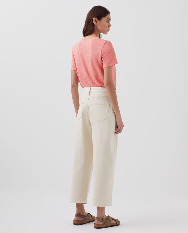 SARAH - Camiseta de lino con cuello de pico H101 silver pink