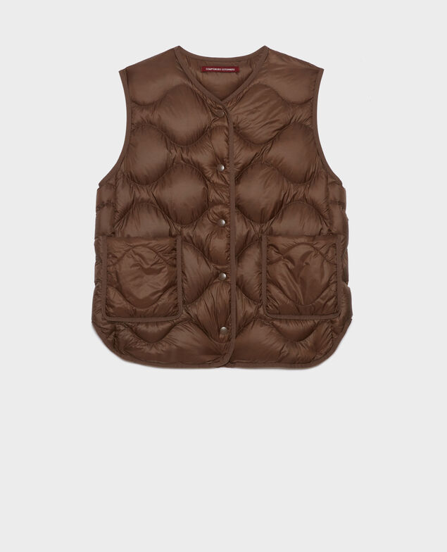PLUME - Chaleco A371 solid brown coffee