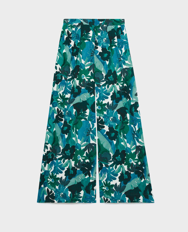 YVONNE - Pantalón amplio de algodón 0522 palmeraie green