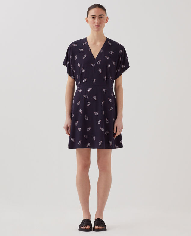 Vestido corto fluido J693 ma paisley navy