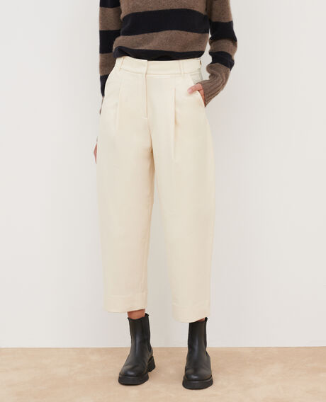 PEGGY - Pantalón carrot de sarga con punto jersey