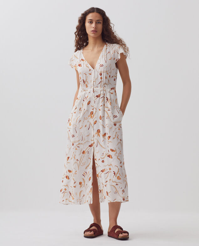 LUDIVINE - Vestido estampado fluido H302 delicate fl natural