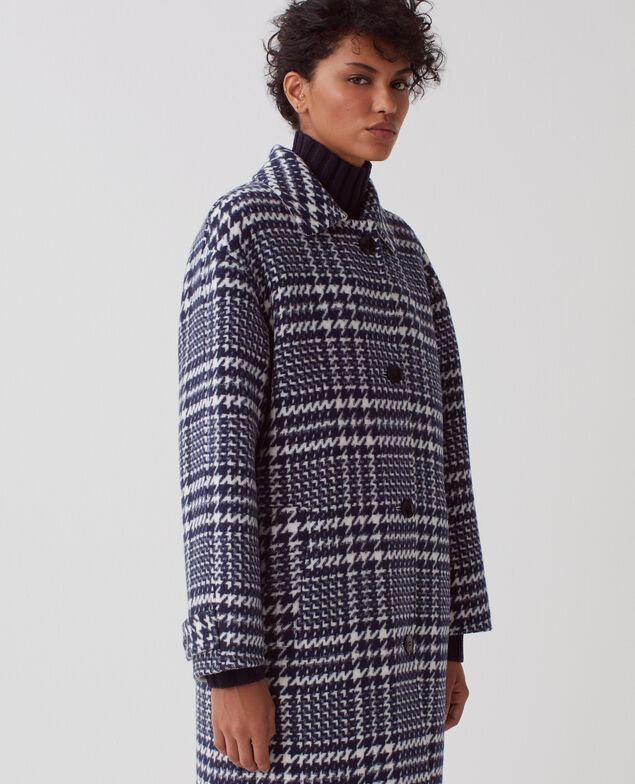 Abrigo largo I681 houndstooth ble