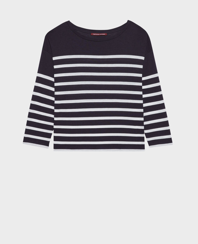 Jersey de rayas de algodón mezclado 89 stripe navy