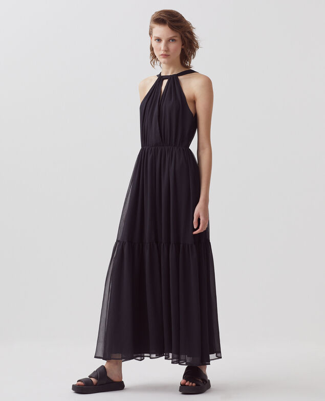 Vestido largo fluido H091 black beauty
