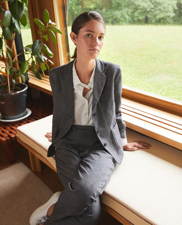 Chaqueta de lino y lana Azul