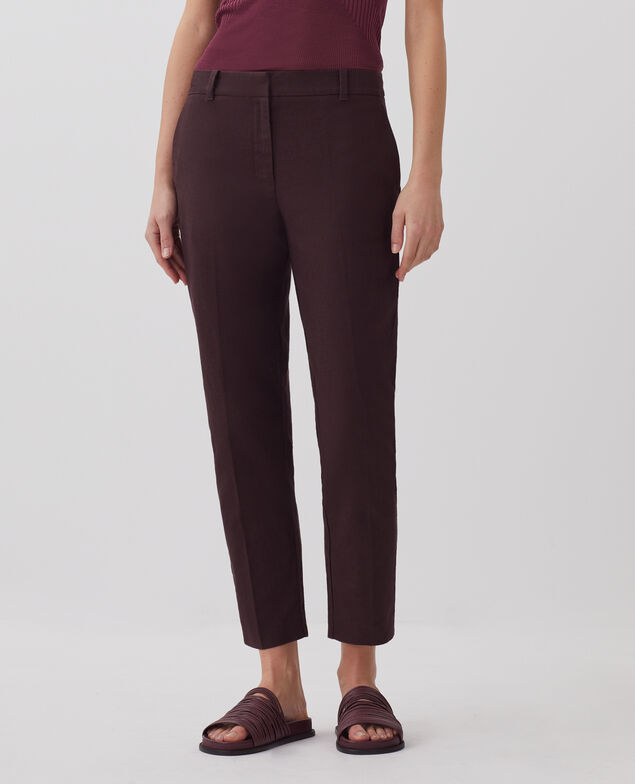 MARGUERITE - Pantalón cigarette J790 chocolate plum