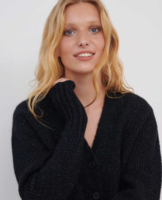 Cárdigan de alpaca mezclada A092 black knit