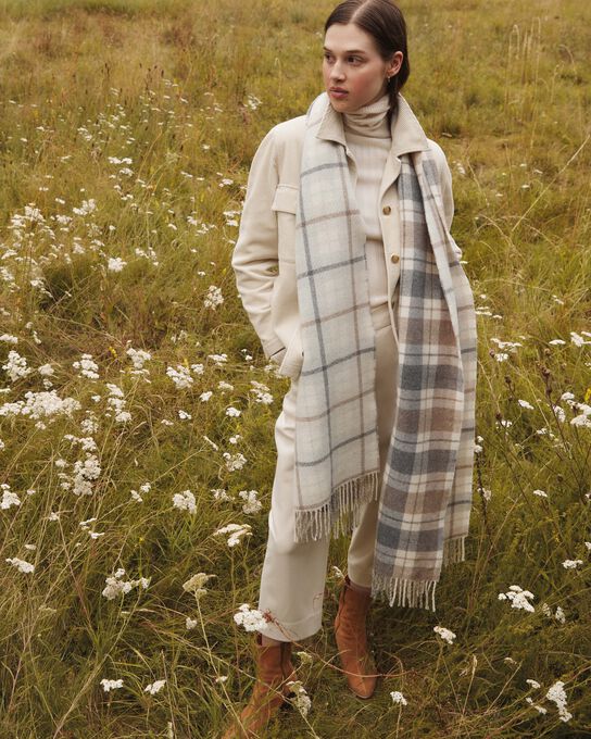 Bufanda de lana mezclada A007 WHITE CHECK