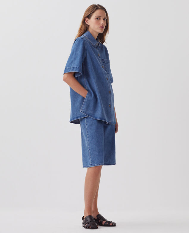 Camisa en denim de algodón J621 light blue