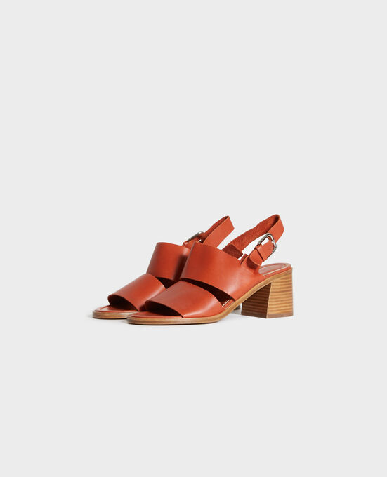 Sandalias de piel con tacón 29 DARK ORANGE