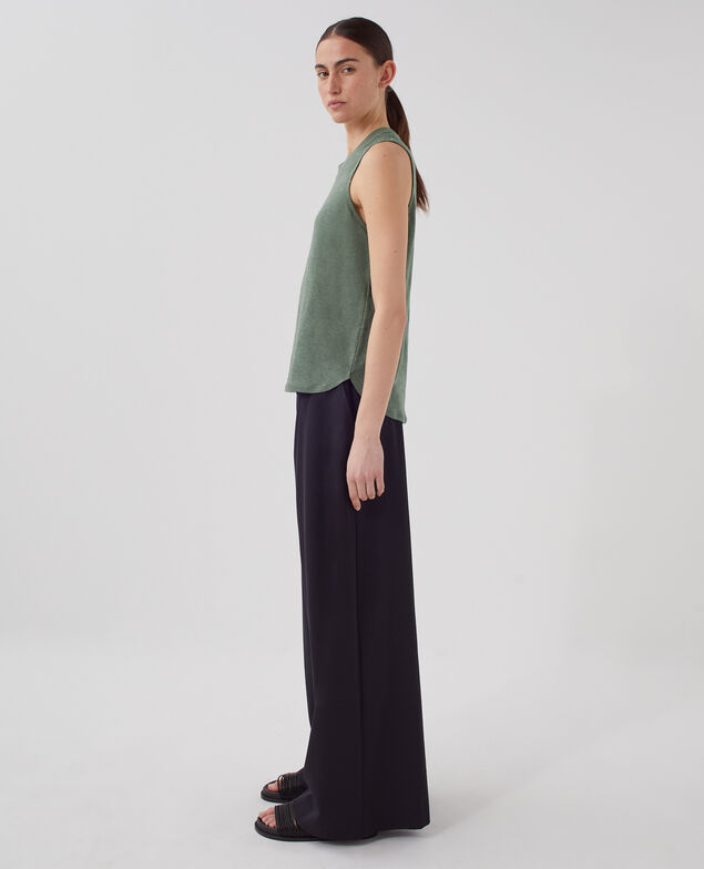MARCELLE - Camiseta de lino sin mangas U570 olive