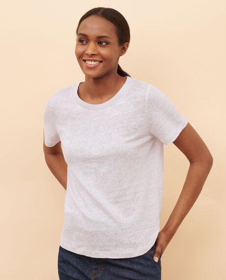 AMANDINE - Camiseta con cuello redondo de lino 0700 lilac hint 2ste055f05