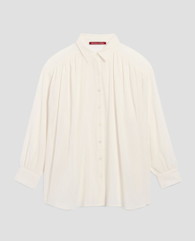 Blusa de algodón plisado H303 white swan 4sbl045c24