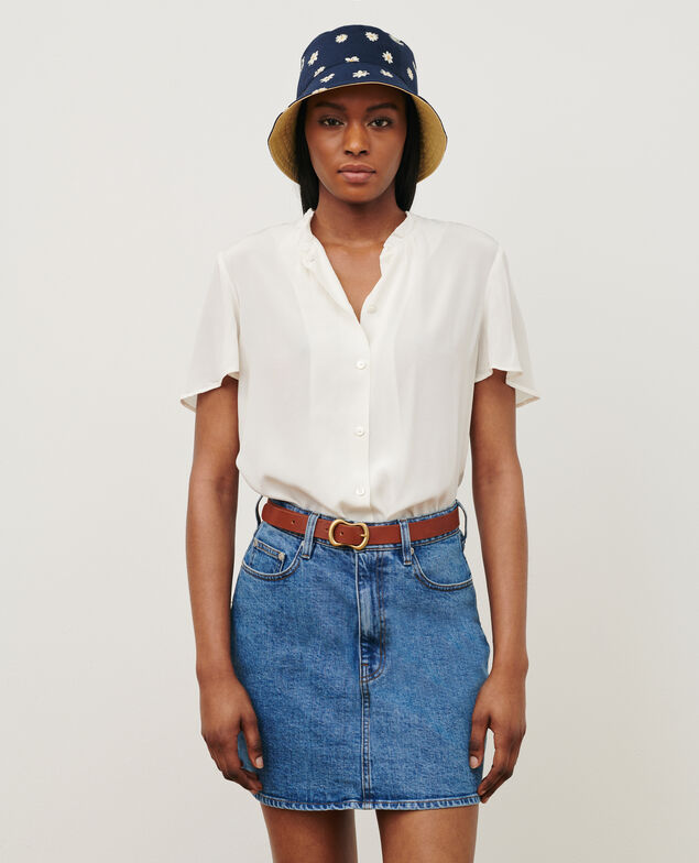 Blusa fluida de manga corta 0007 white