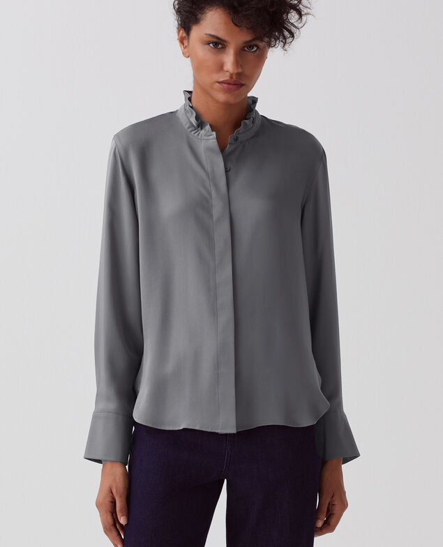 Camisa fluida con volantes U060 grey