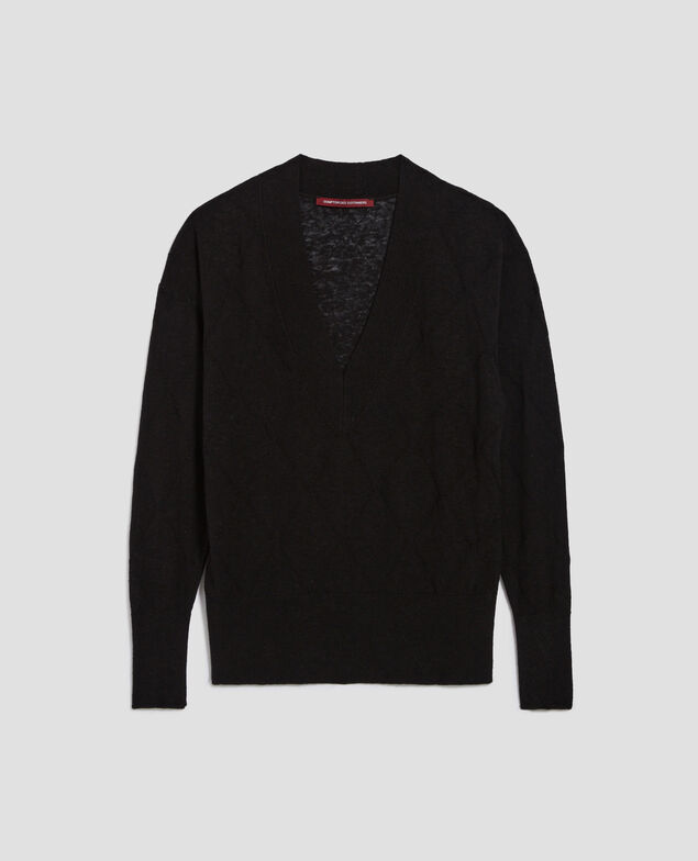 Jersey de manga larga con cuello de pico H091 black beauty