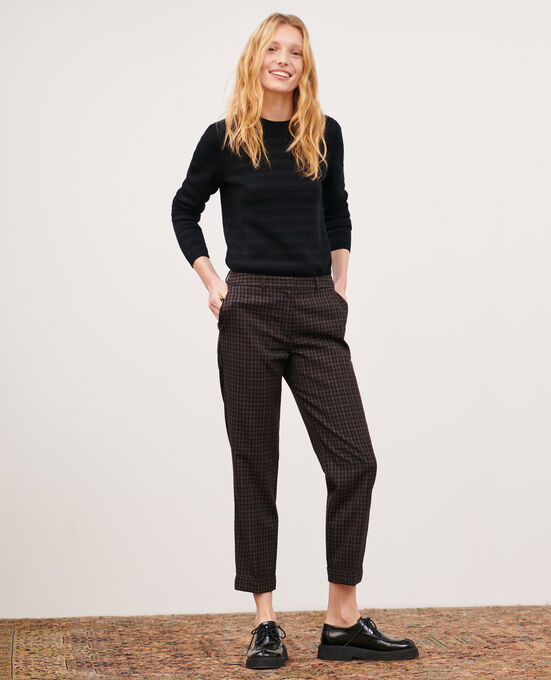MARGUERITE - Pantalón cigarette 8865 34 BROWN CHECK