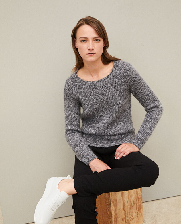 Jersey jaspeado de mohair Light grey/noir/silver gray