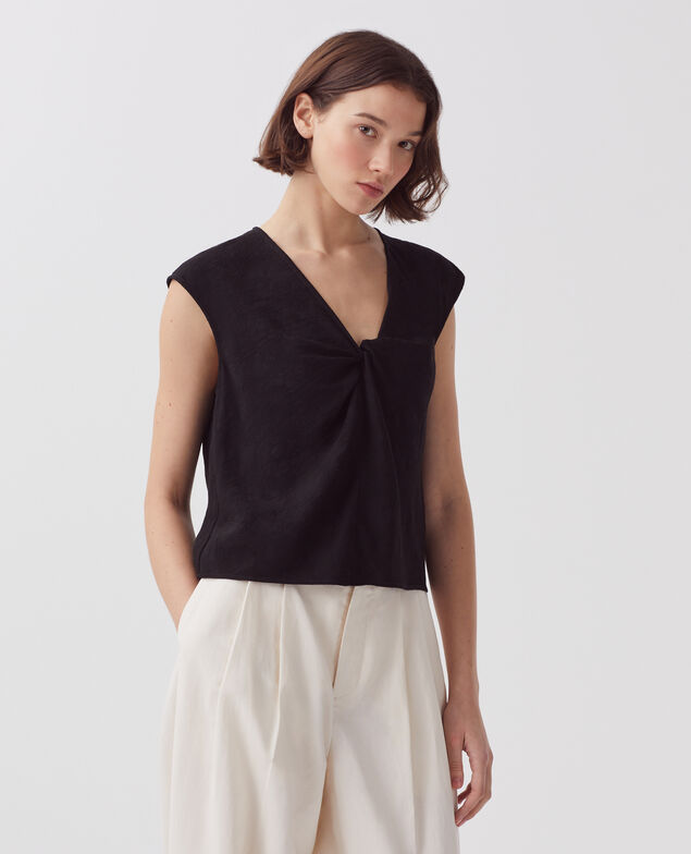 Top fluido trenzado sin mangas H091 black beauty