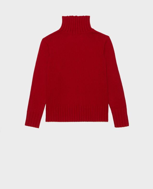 Jersey de lana de cuello alto con anchos canalés Royale red
