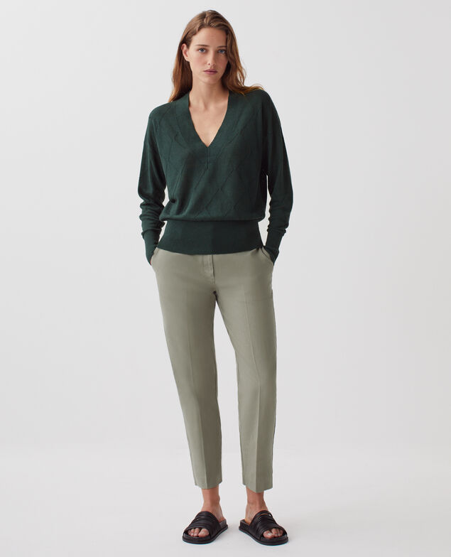 Jersey de manga larga con cuello de pico J590 spruce green