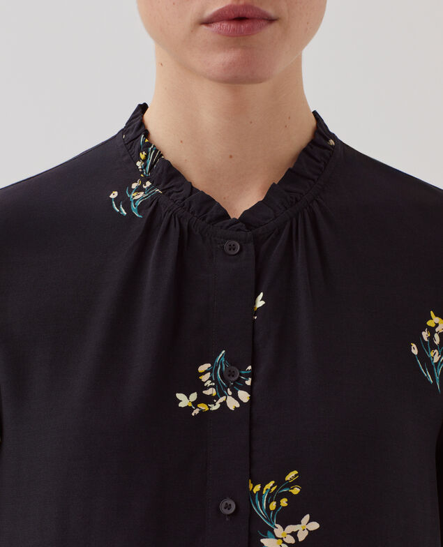Camisa fluida de manga corta J091 fl bouquet black