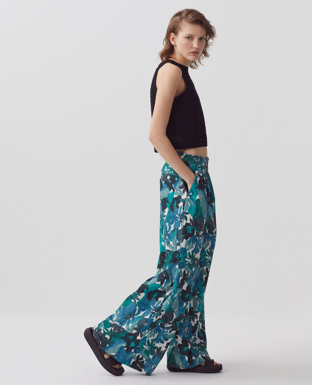YVONNE - Pantalón amplio de algodón 0522 palmeraie green