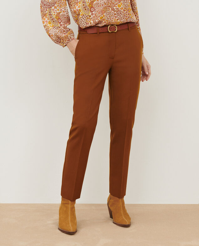 MARGUERITE - Pantalón cigarette de lana A490 mustard