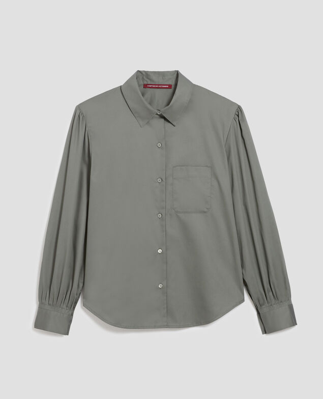 Camisa de algodón satinado J560 basil dark green