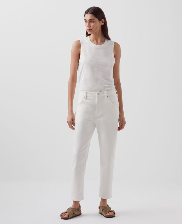MARCELLE - Camiseta de lino sin mangas H001 brillant white