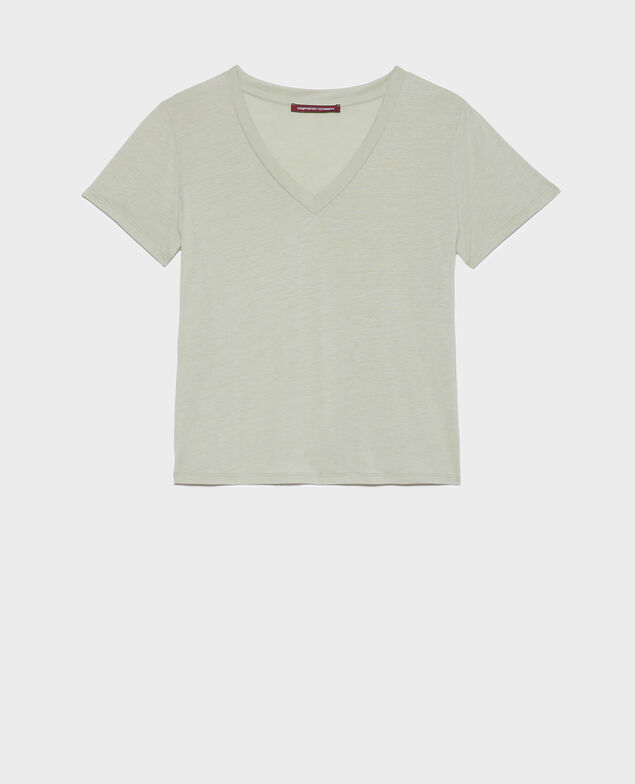 LÉA - Camiseta fluida con cuello de pico 53 green