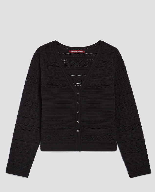 Cárdigan de crochet de algodón H091 black beauty