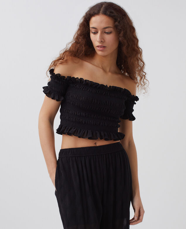Top corto con fruncidos H091 black beauty