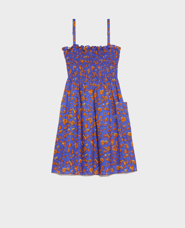 Vestido corto de lino Indie-big-blue