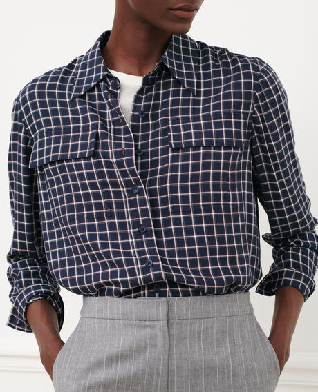 Camisa fluida de cuadros 8869 69 navy check 2wsh226v13