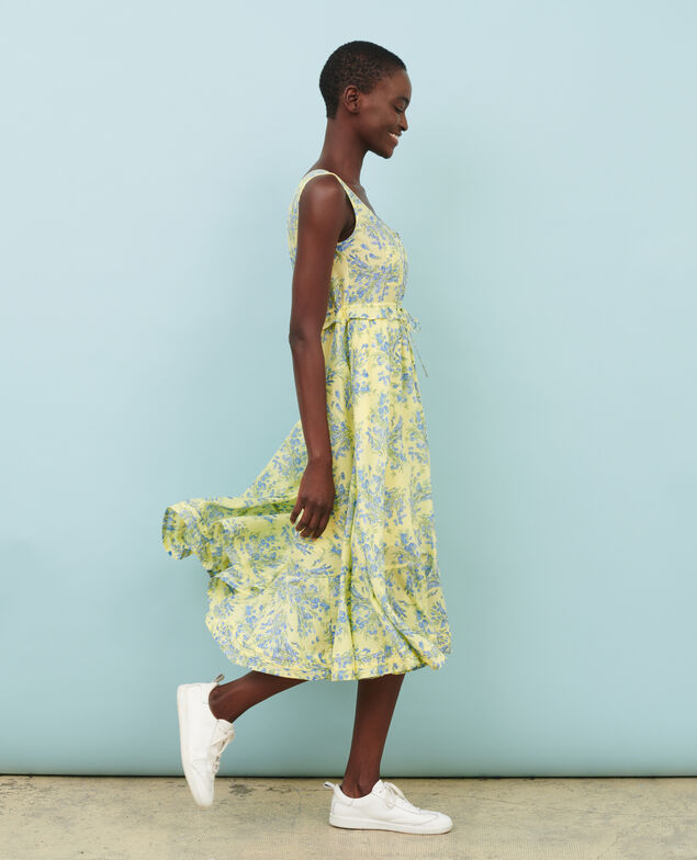 Vestido evasé de gasa de algodón 93 print yellow
