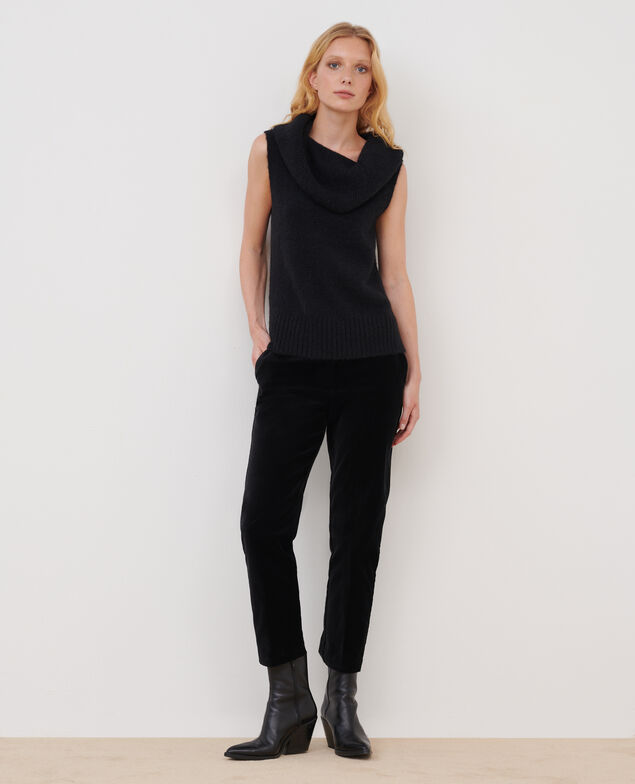 Chaleco de alpaca mezclada A092 black knit