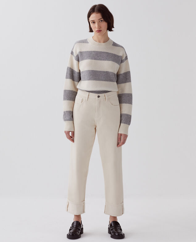 Jeans regular con vuelta ancha U300 natural