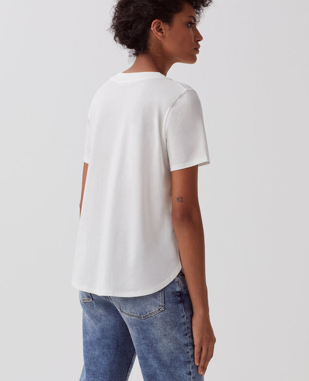 LEA - Camiseta de algodón con cuello de pico H003 white